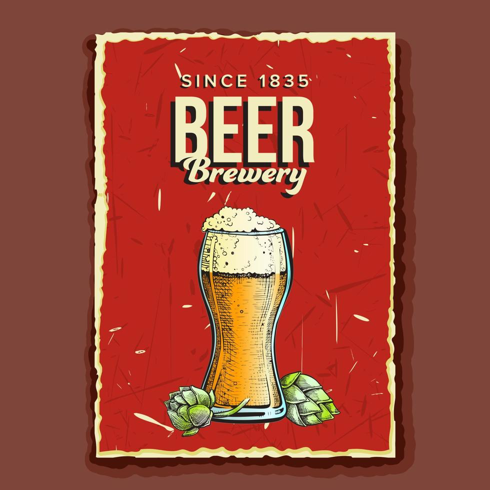 Beer Glass Cup Brewery Advertising Poster Vector