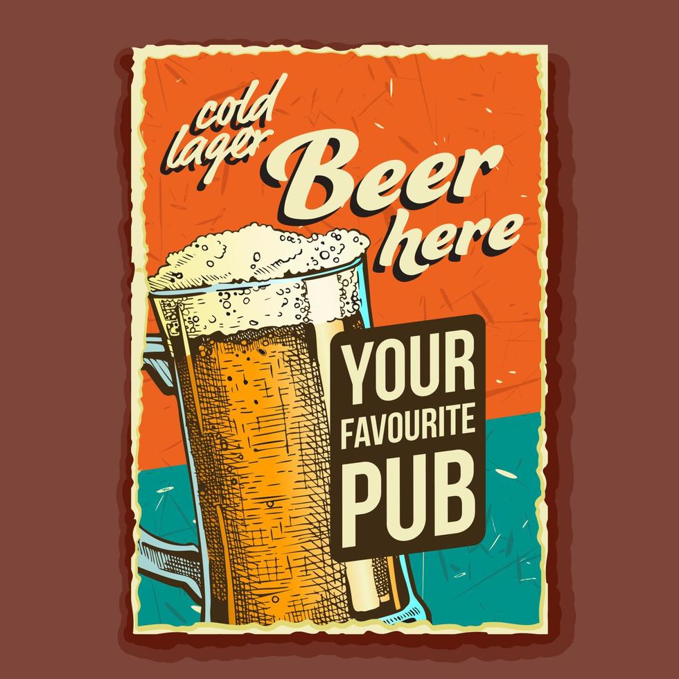 vector de banner de publicidad de vaso de cerveza lager fría