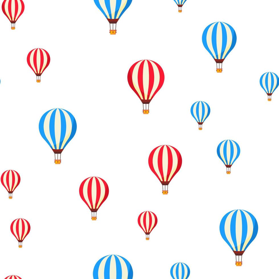 Air Balloons Flying Cartoon Vector Seamless Pattern