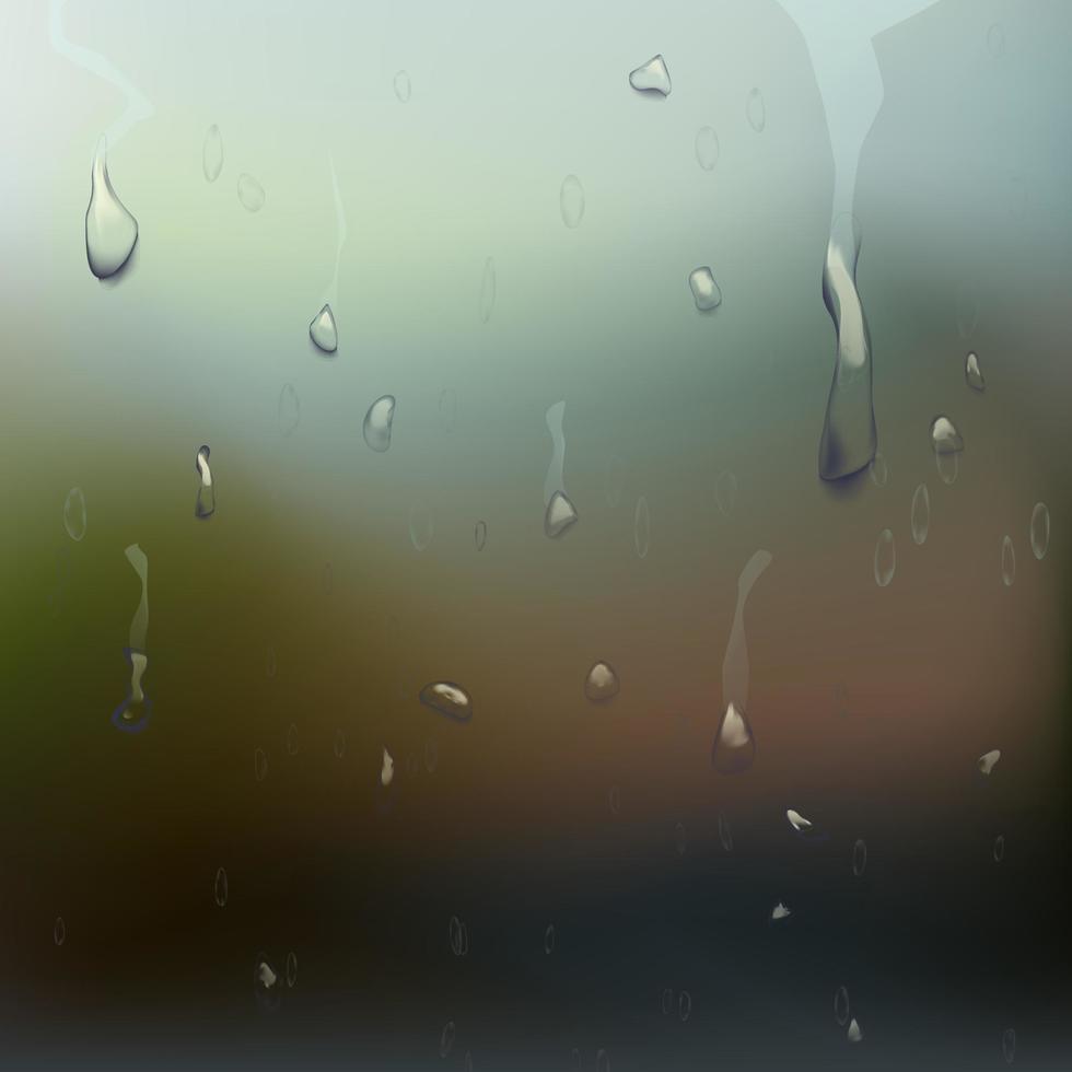 Wet Glass Vector. Water Drops. Clear Vapor Water Bubbles. Realistic Illustration vector