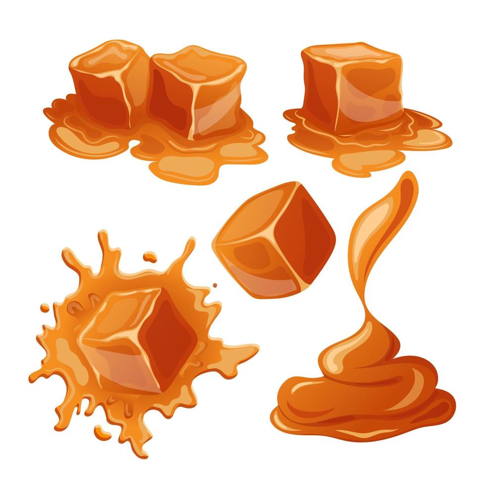 caramel candy set cartoon vector illustration