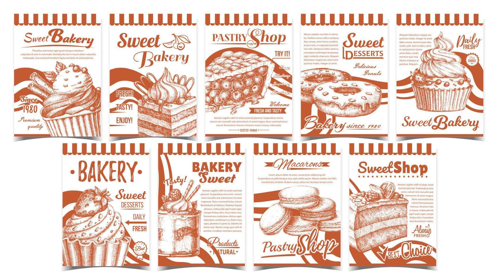 panadería pastelería publicidad banners set vector