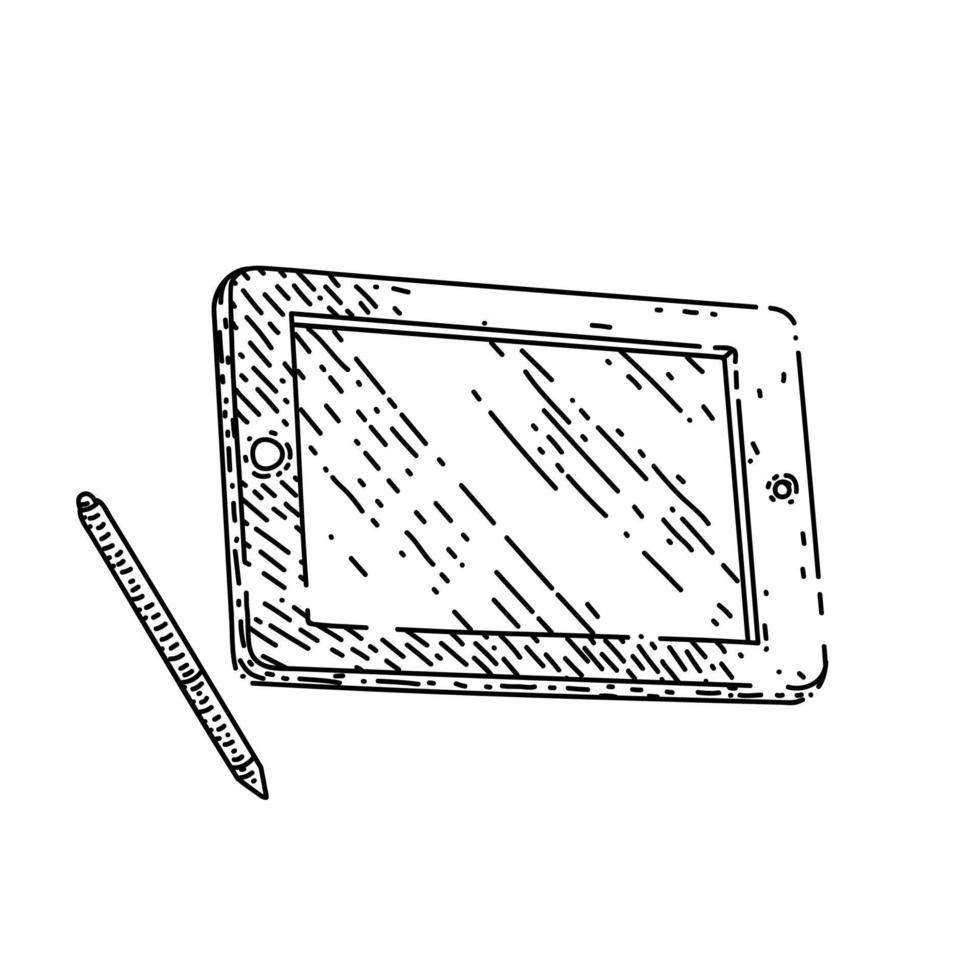 tableta pantalla boceto dibujado a mano vector