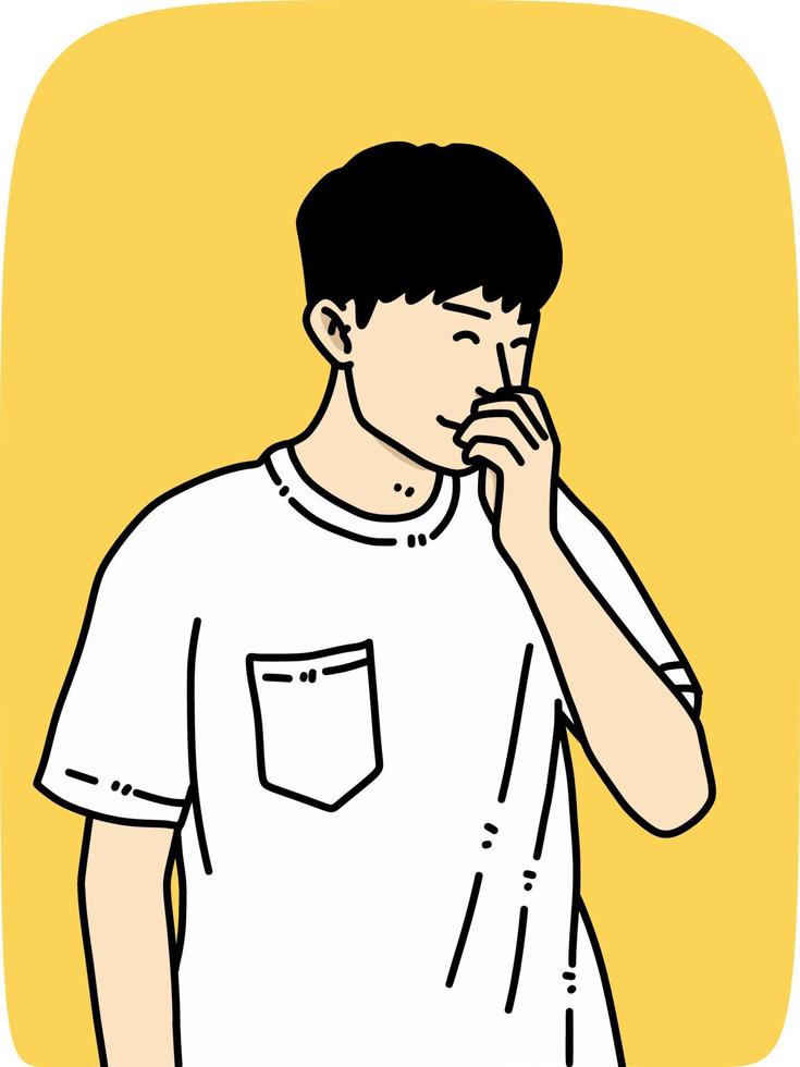 vector illustration of cute man cartoon for coloring