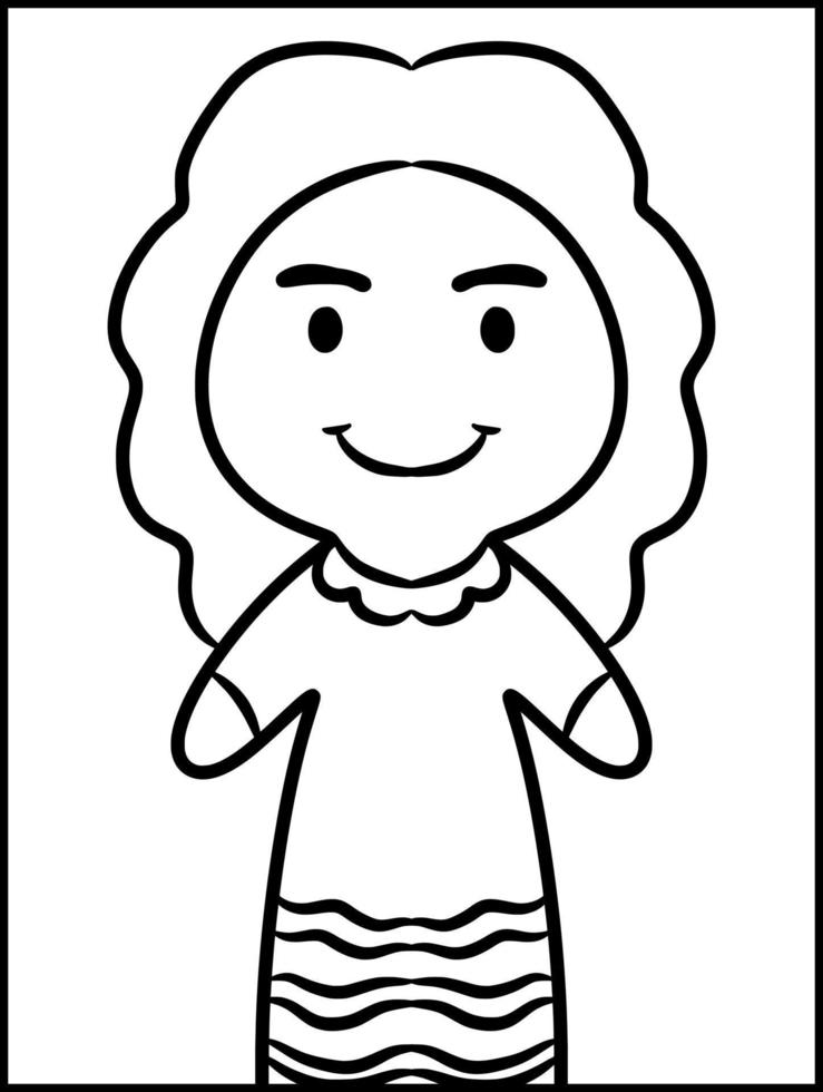 vector illustration of woman cartoon for coloring