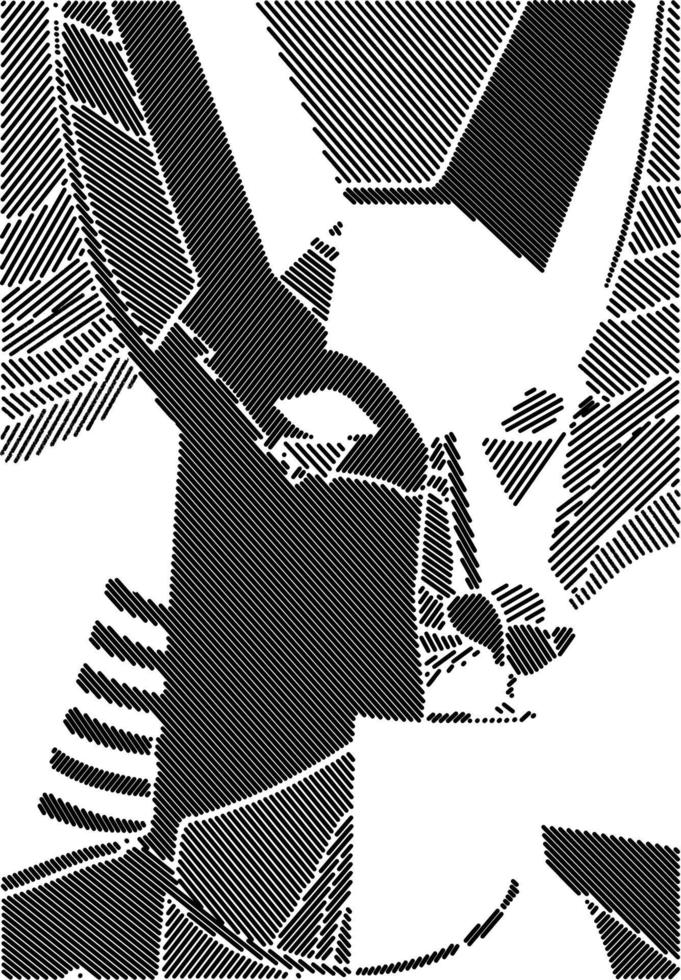 black and white of anubis cartoon vector