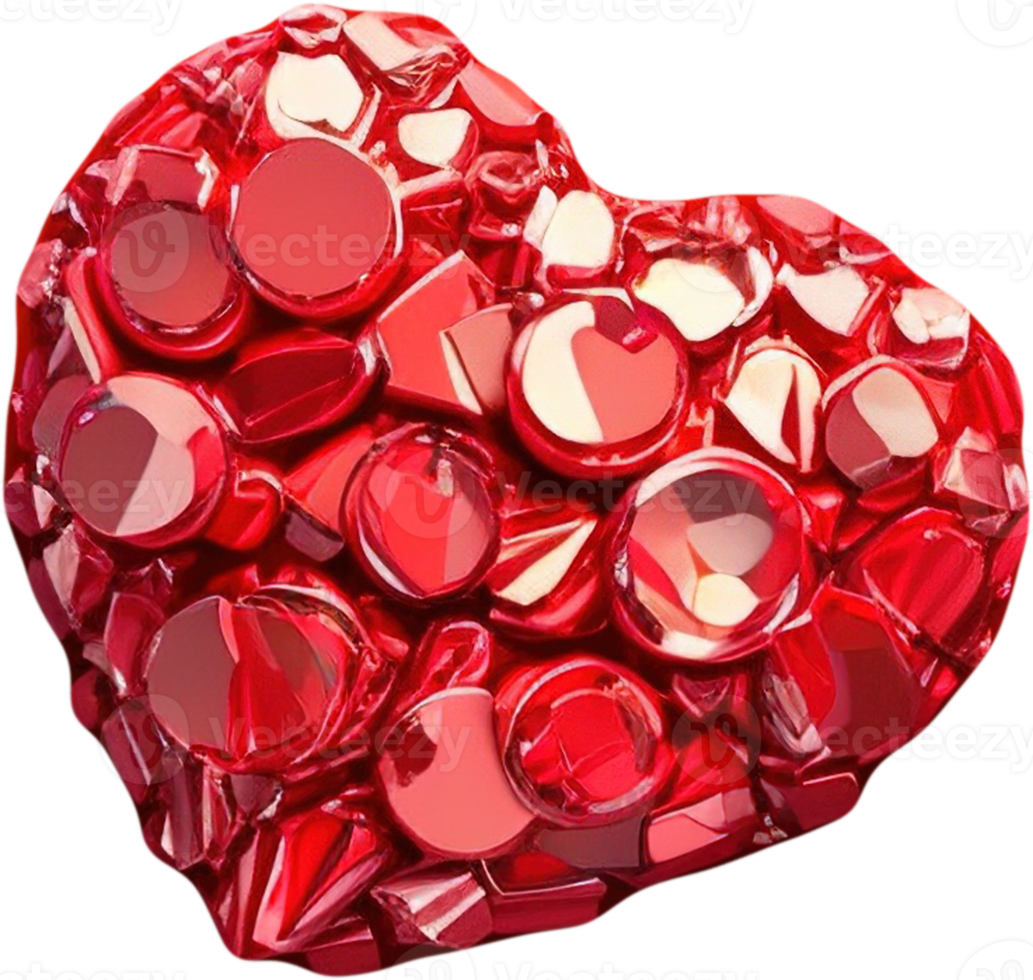 3D illustration of heart shape with abstract surface png