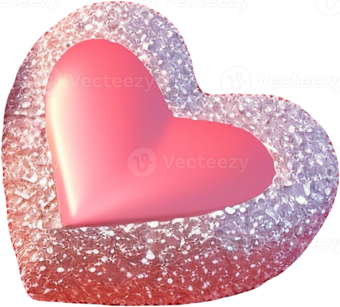 3D illustration of heart shape with abstract surface png