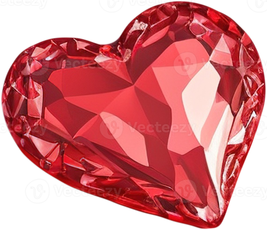 3D illustration of a shiny heart shape like a gem crystal png