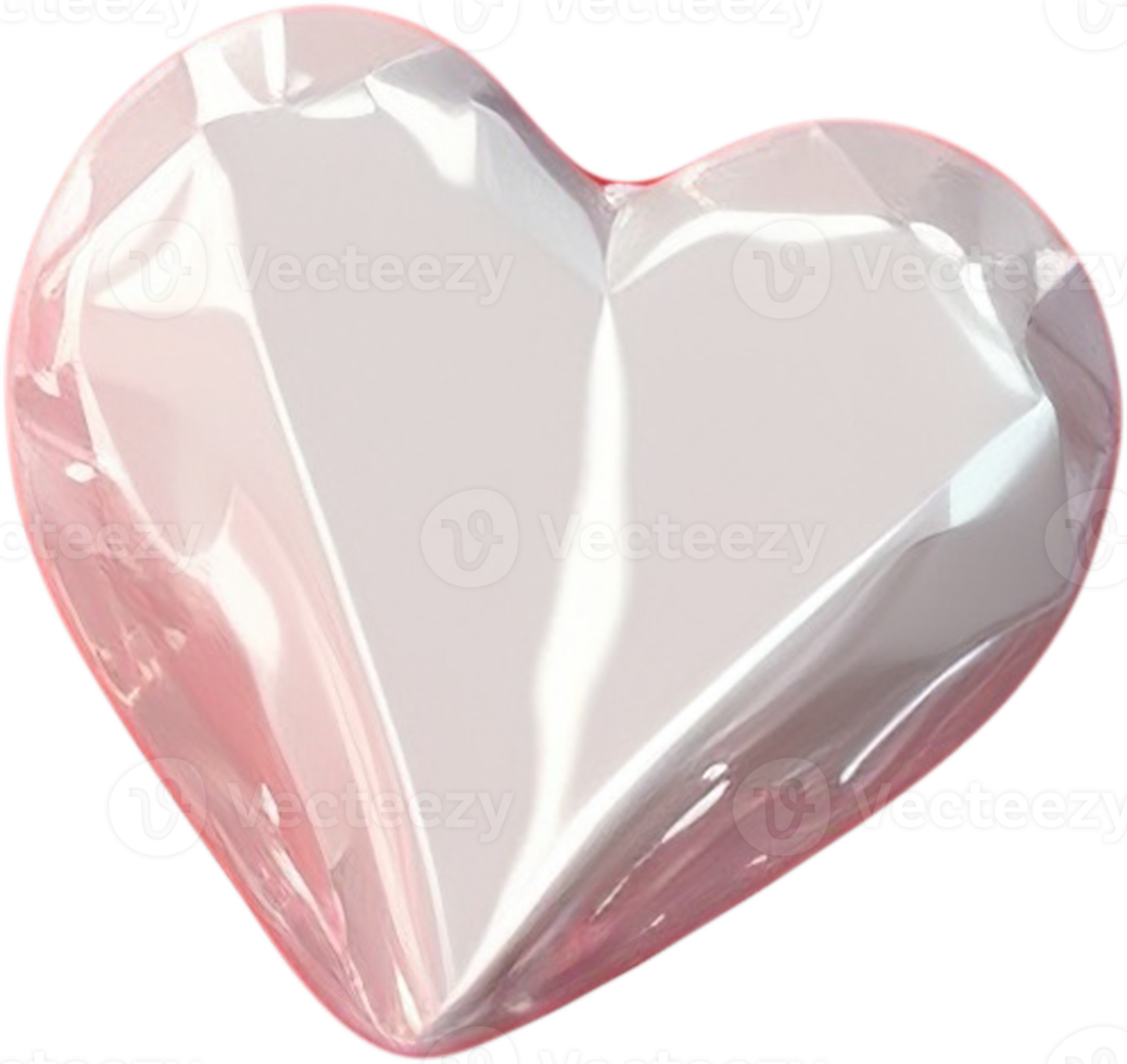 3D illustration of a shiny heart shape like a gem crystal png