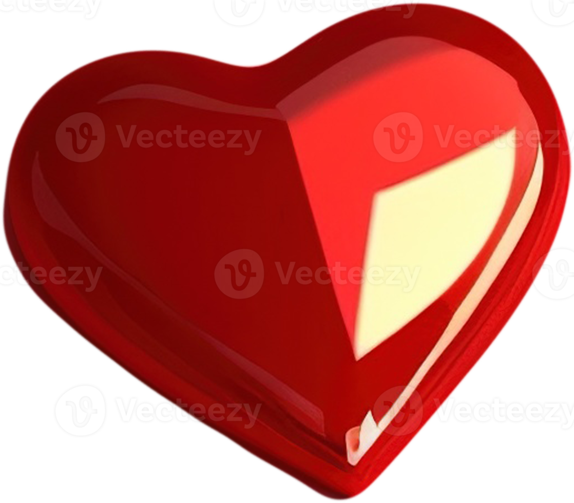 3D illustration of a shiny heart shape like a gem crystal png