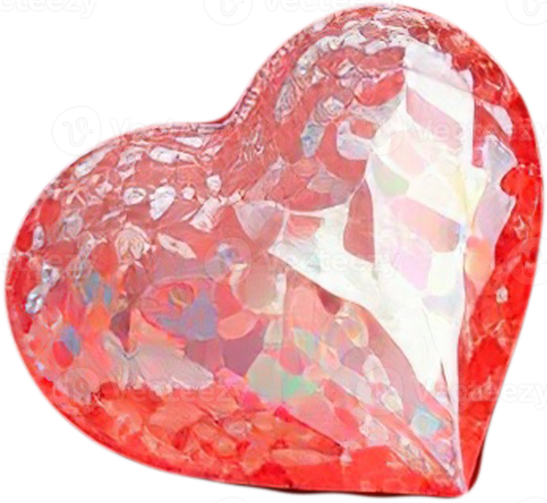3D illustration of a shiny heart shape like a gem crystal png