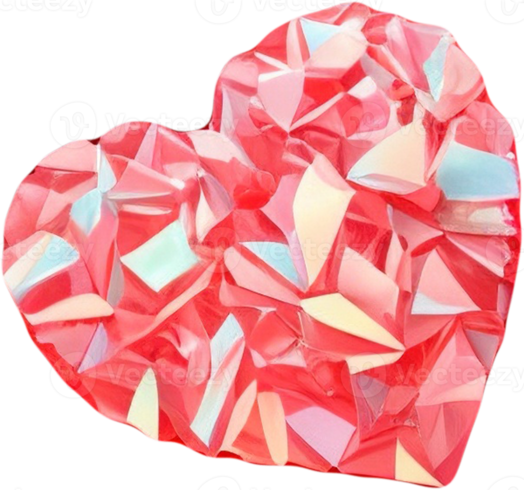 3D illustration of a shiny heart shape like a gemstone png