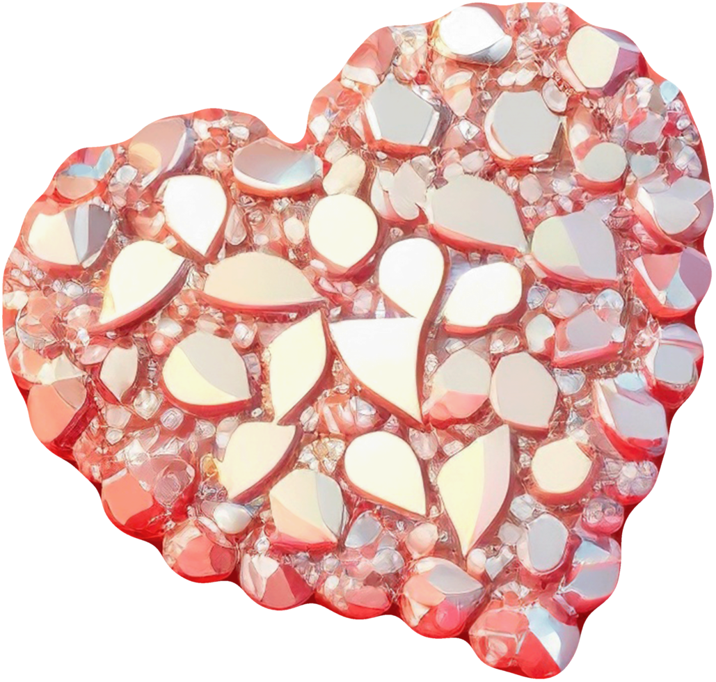3D illustration of heart shape with abstract surface png