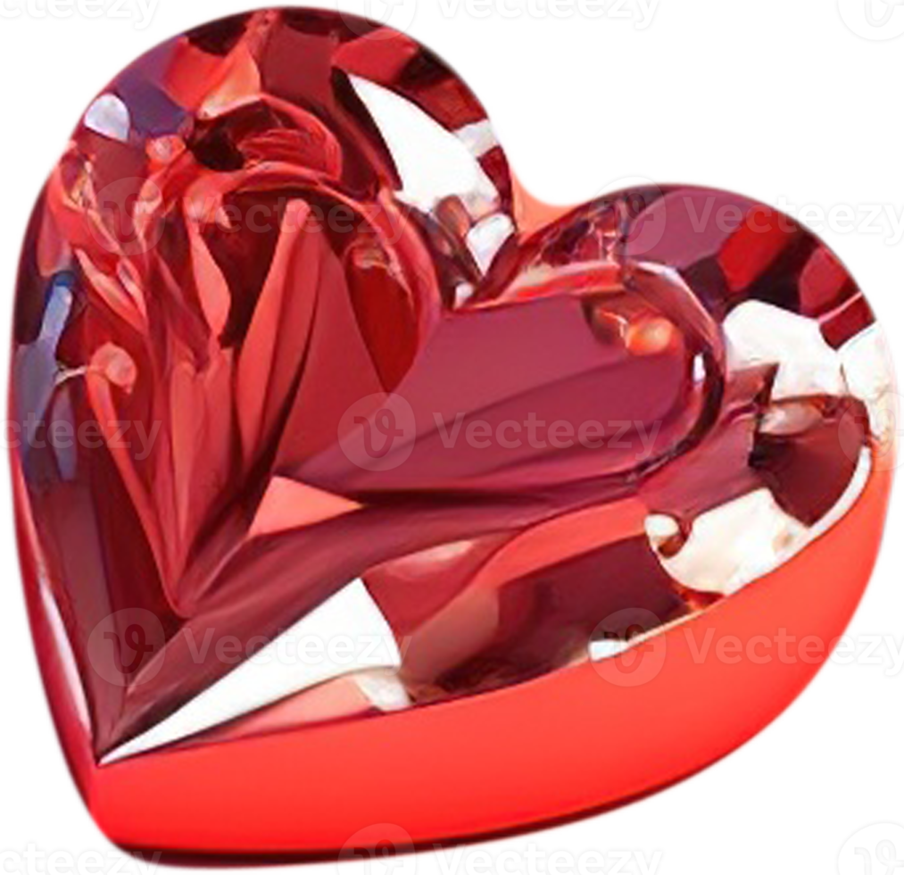 3D depiction of a gleaming heart shape like a gemstone png