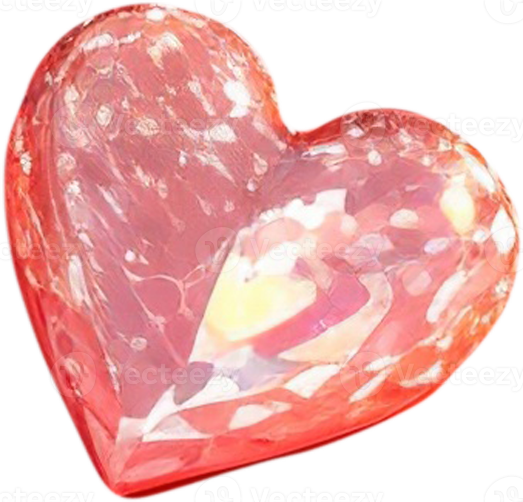 3D depiction of a gleaming heart shape like a gemstone png