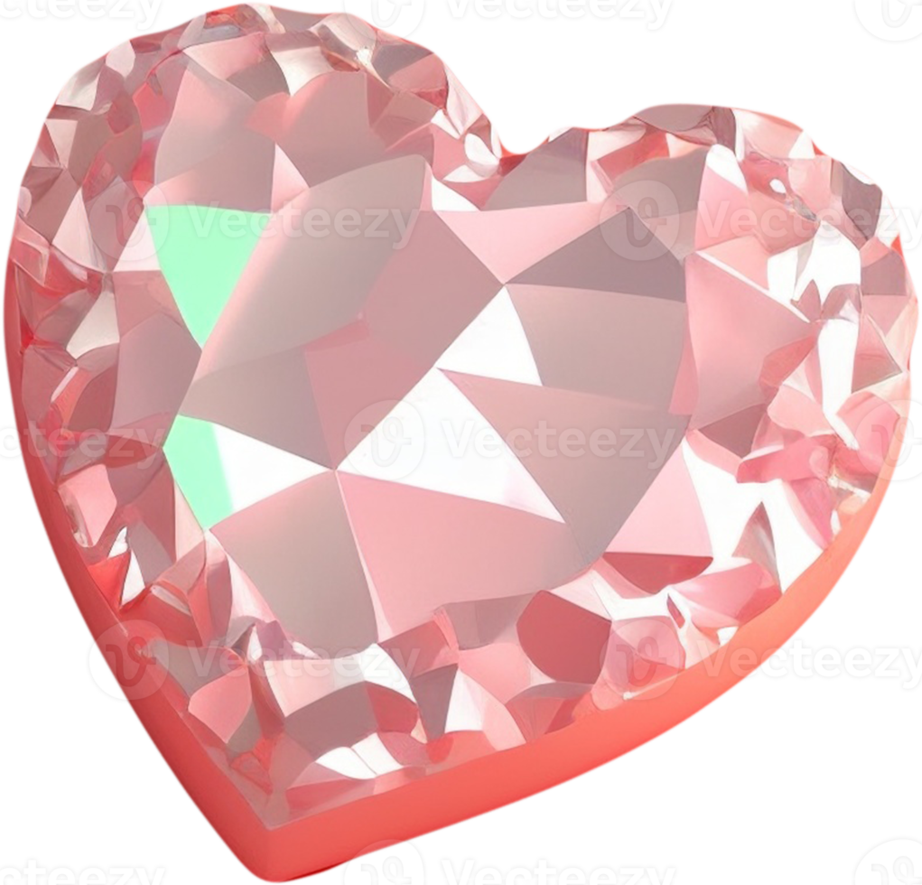 3D depiction of a gleaming heart shape like a gemstone png