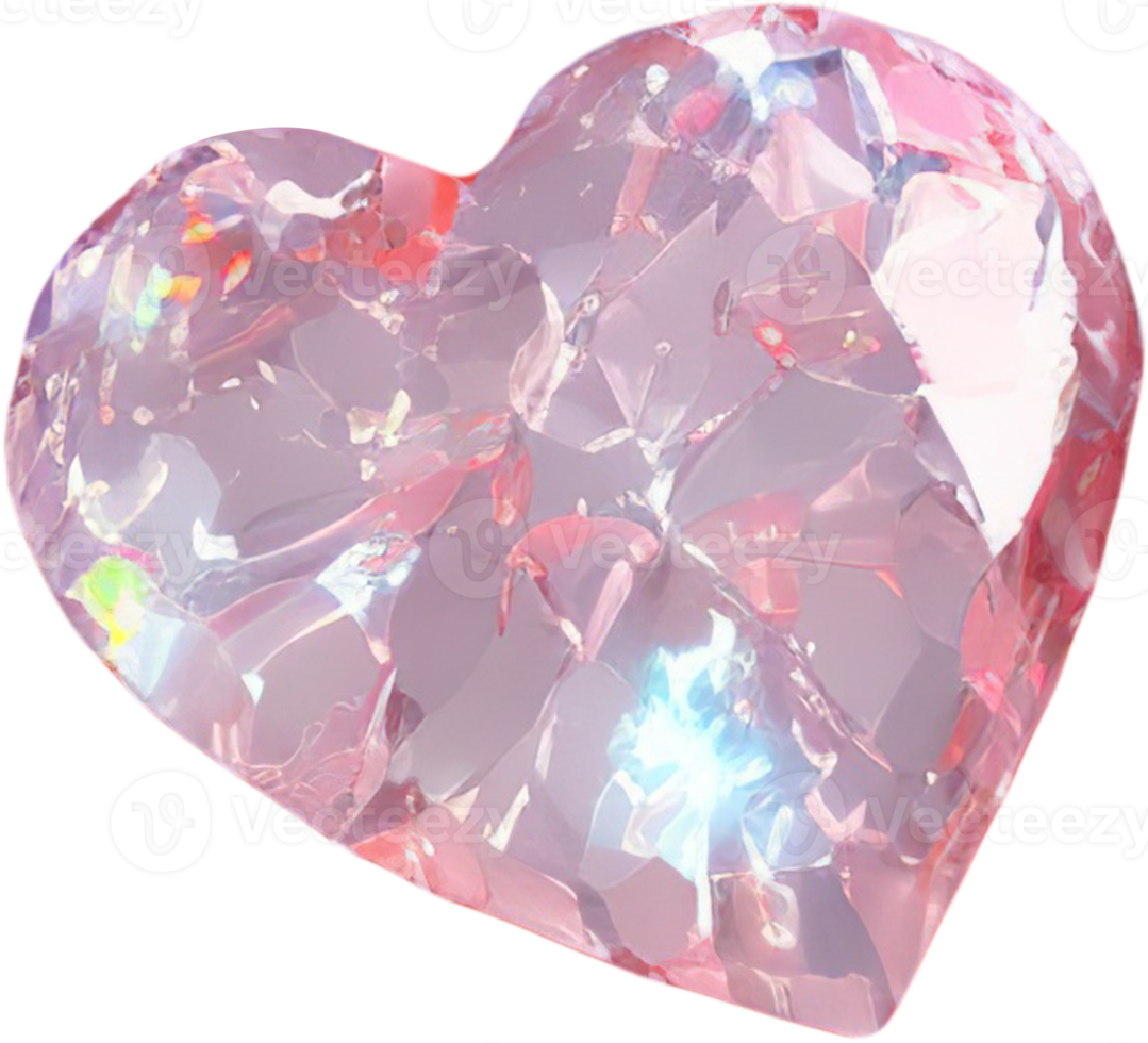 3D illustration of a luminous heart shape like a gemstone png