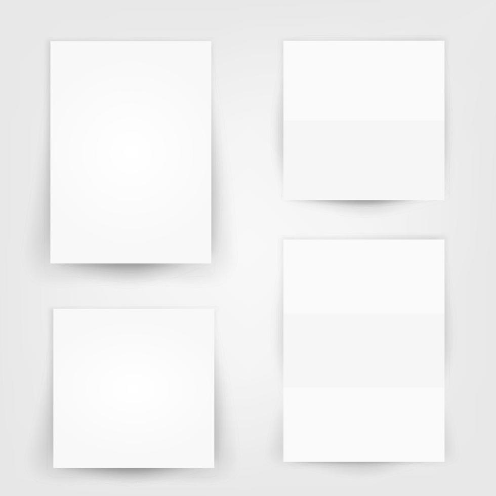 Blank white 3d Paper Canvas Vector. Posters Mock ups. Presentation Photography Portfolio. Illustration Of Creativity Portfolio Exhibition. vector