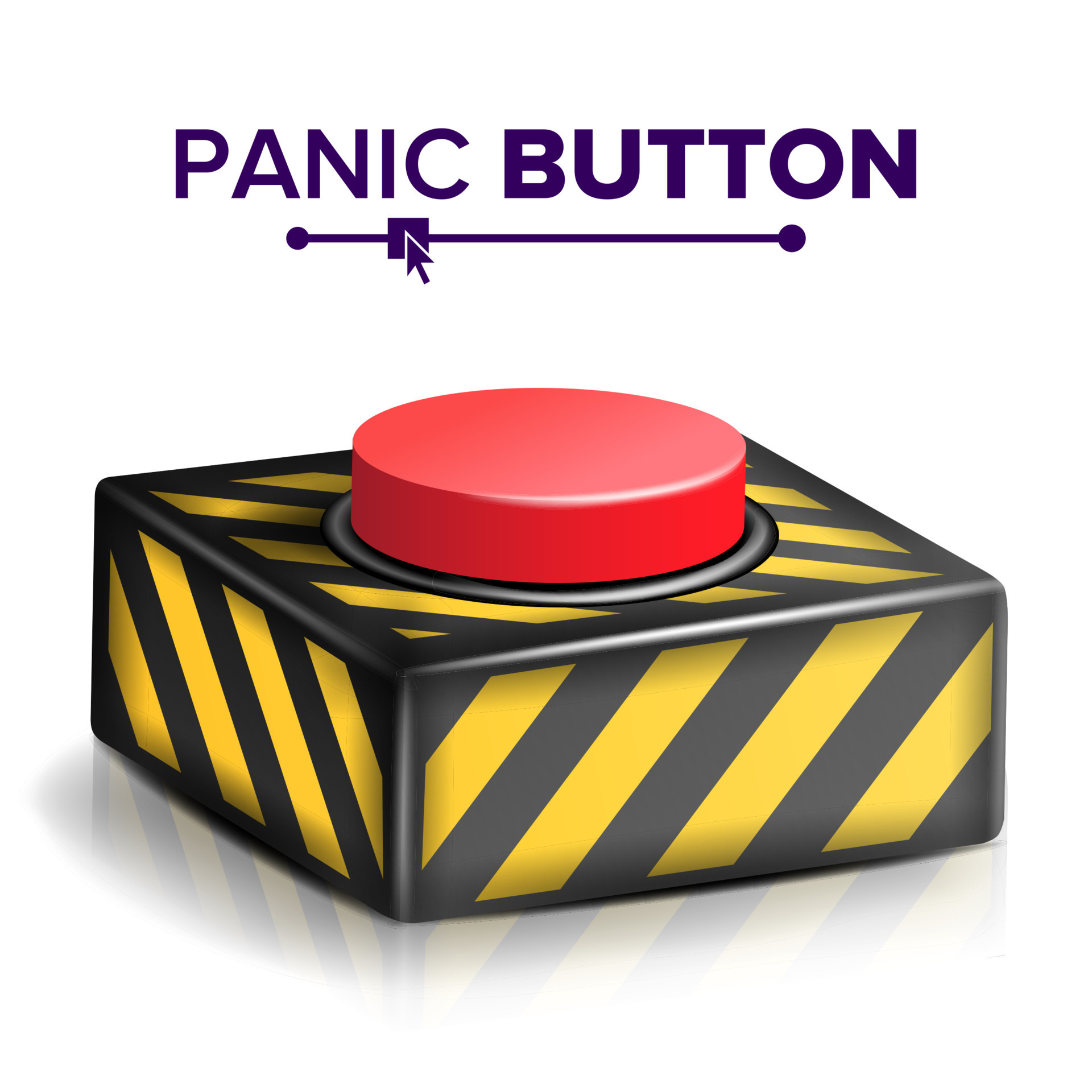 Panic Button Vector. Red Alarm Shiny Button Icon. Psychological Health