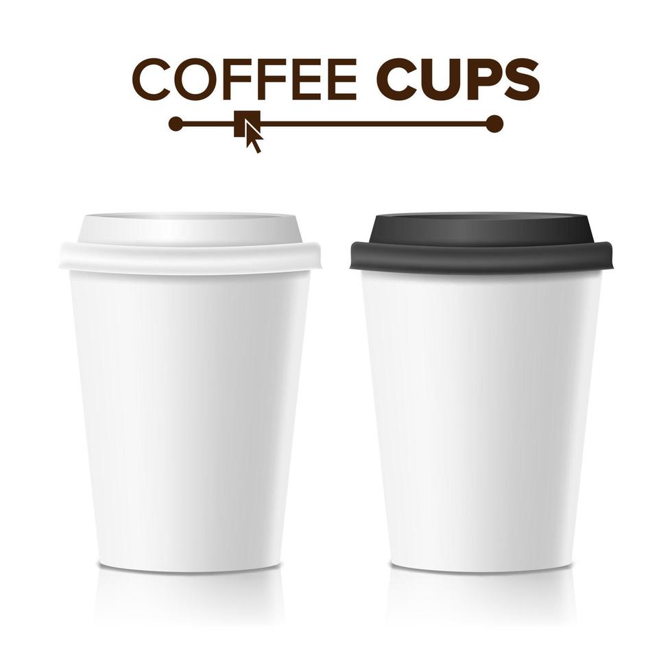 3d Coffee Paper Cup Vector. Collection 3d Coffee Cup Mockup. Isolated Illustration vector