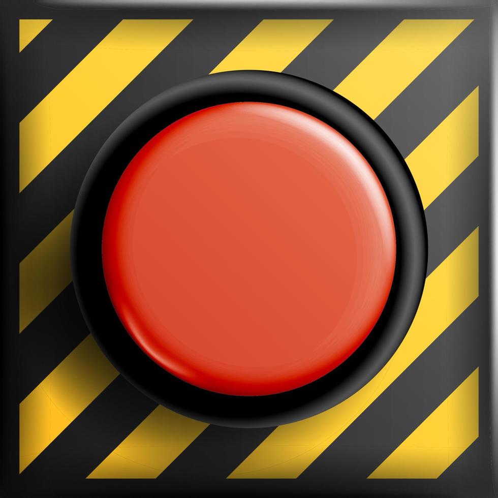 vector de signo de botón de pánico rojo. ilustración de botón brillante de alarma roja