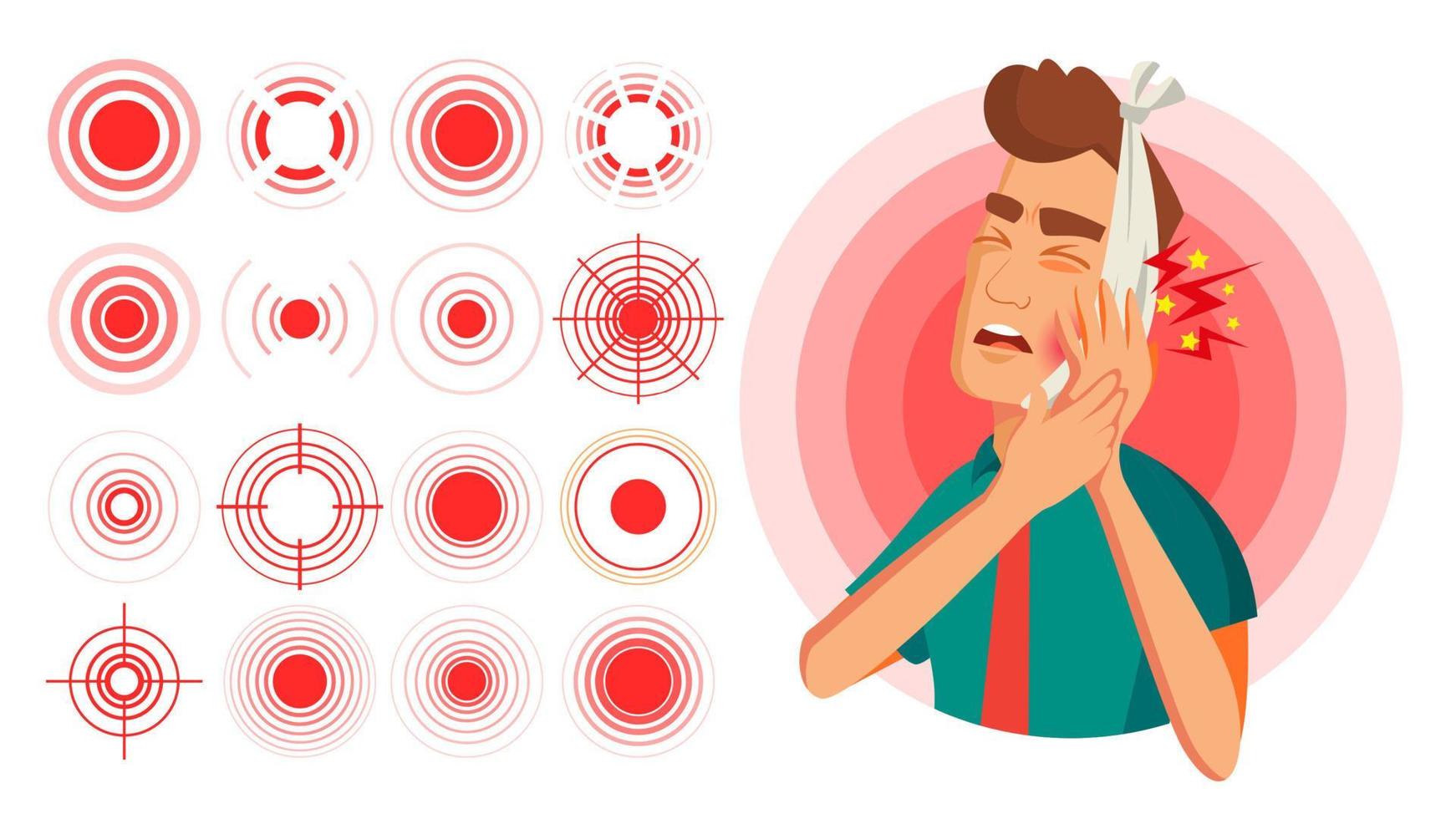 Pain Symbol Set Vector. Round Medical Design Element. Isolated Illustration vector