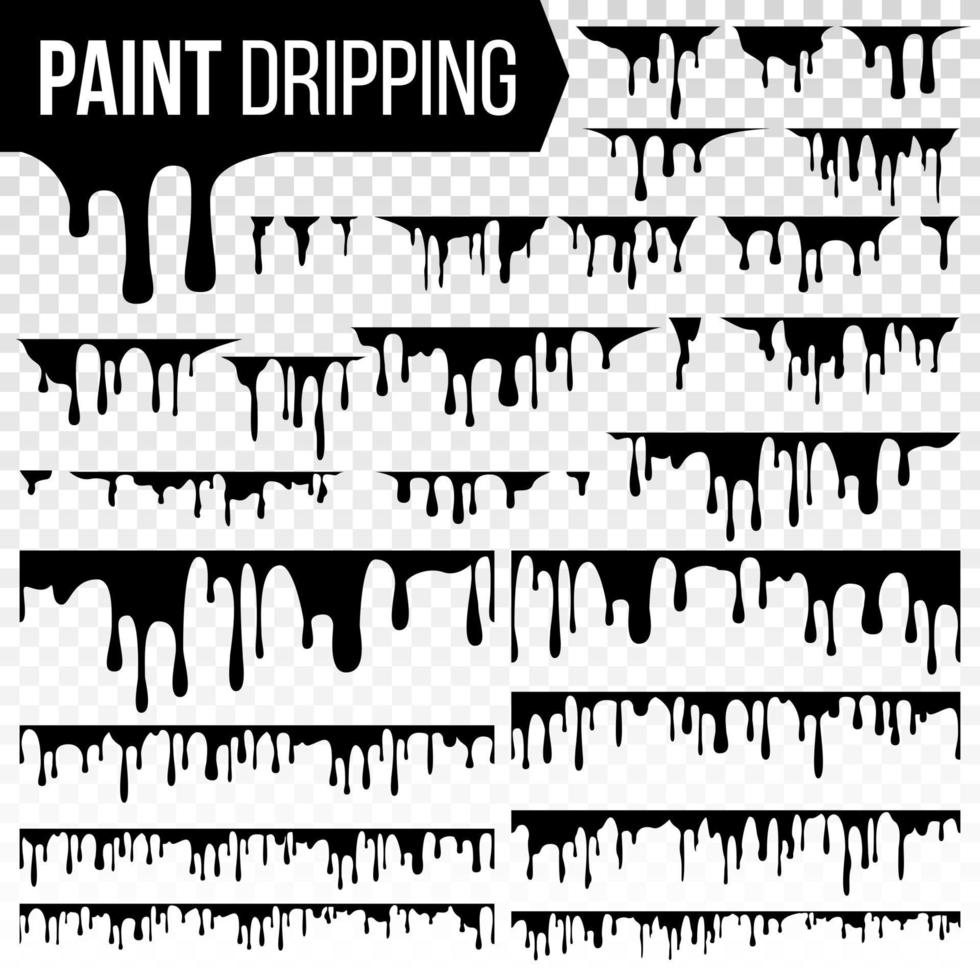 Paint Dripping Liquid Set Vector. Abstract Ink, Paint Splash. Various Blood Splatters. Chocolate, Syrup Leaking. Flows. Grunge Design. Isolated Illustration vector