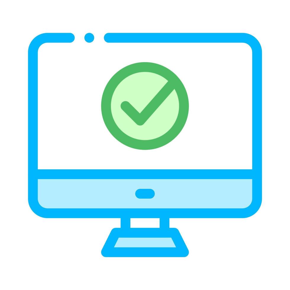 Computer Monitor And Approved Mark Vector Icon