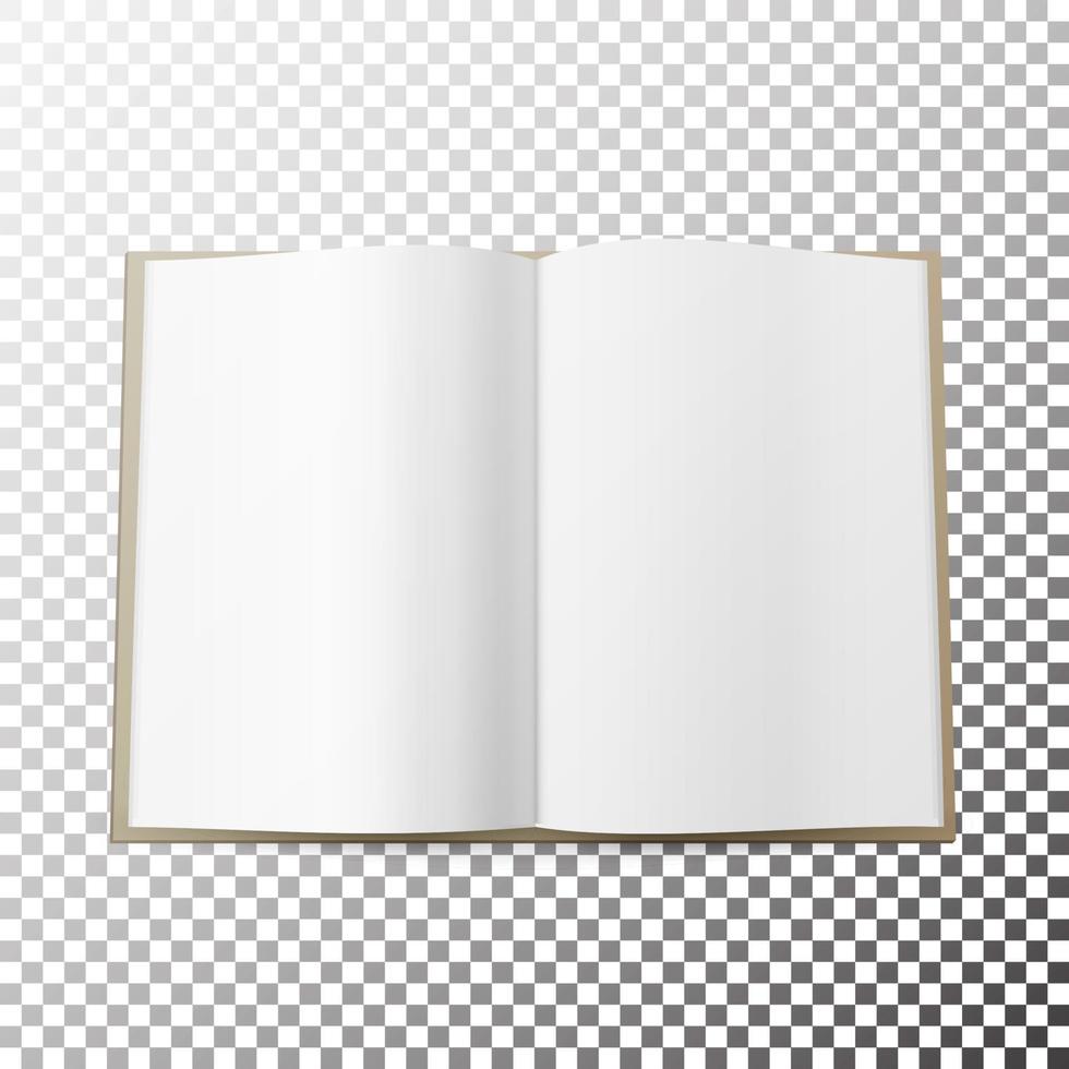 Open Magazine Spread Blank Vector. Simple Mock Up Template Lying. Front View. With Soft Shadow. vector