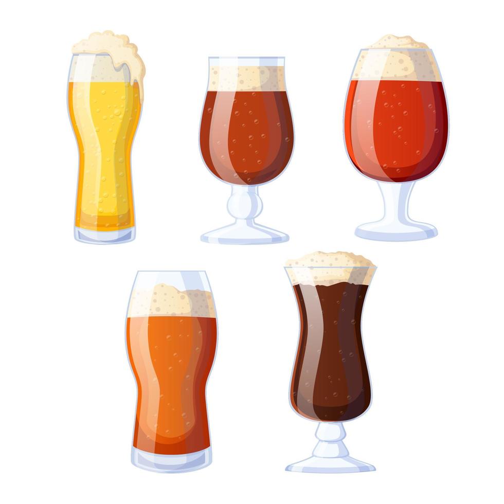 vaso de cerveza conjunto ilustración vectorial de dibujos animados vector