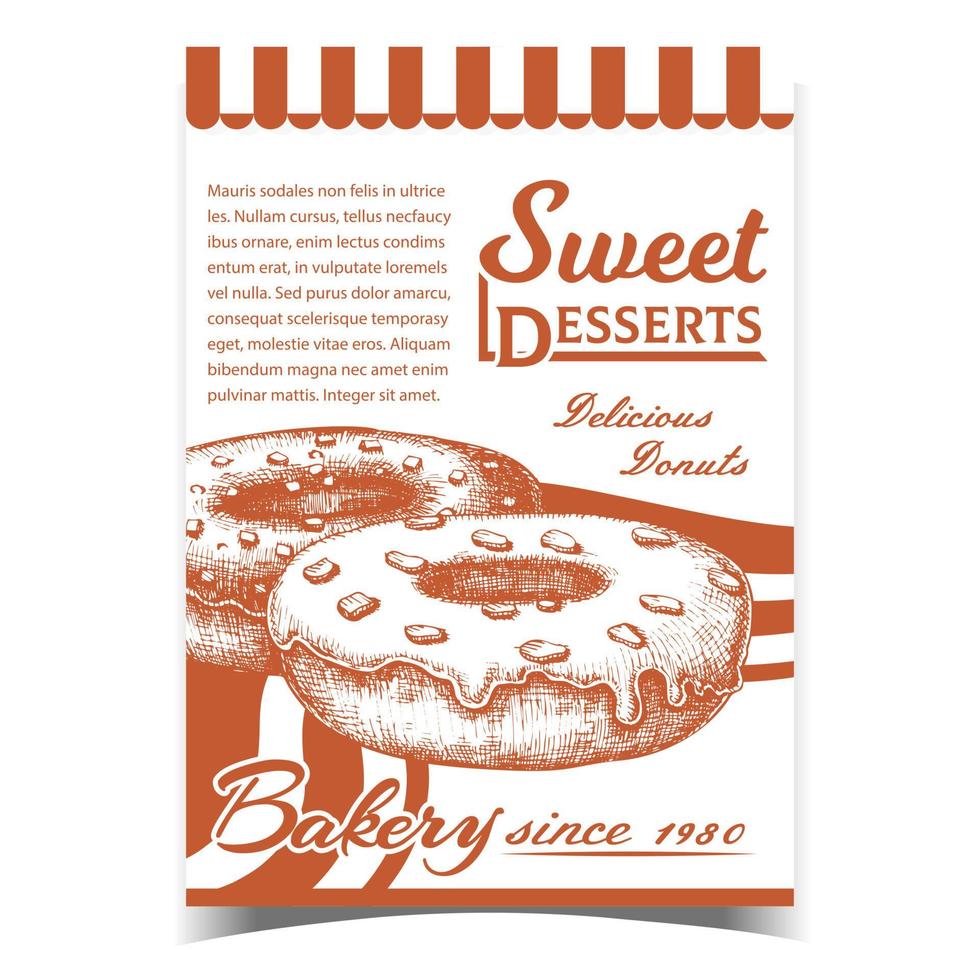 Bakery Sweet Desserts Advertising Poster Vector
