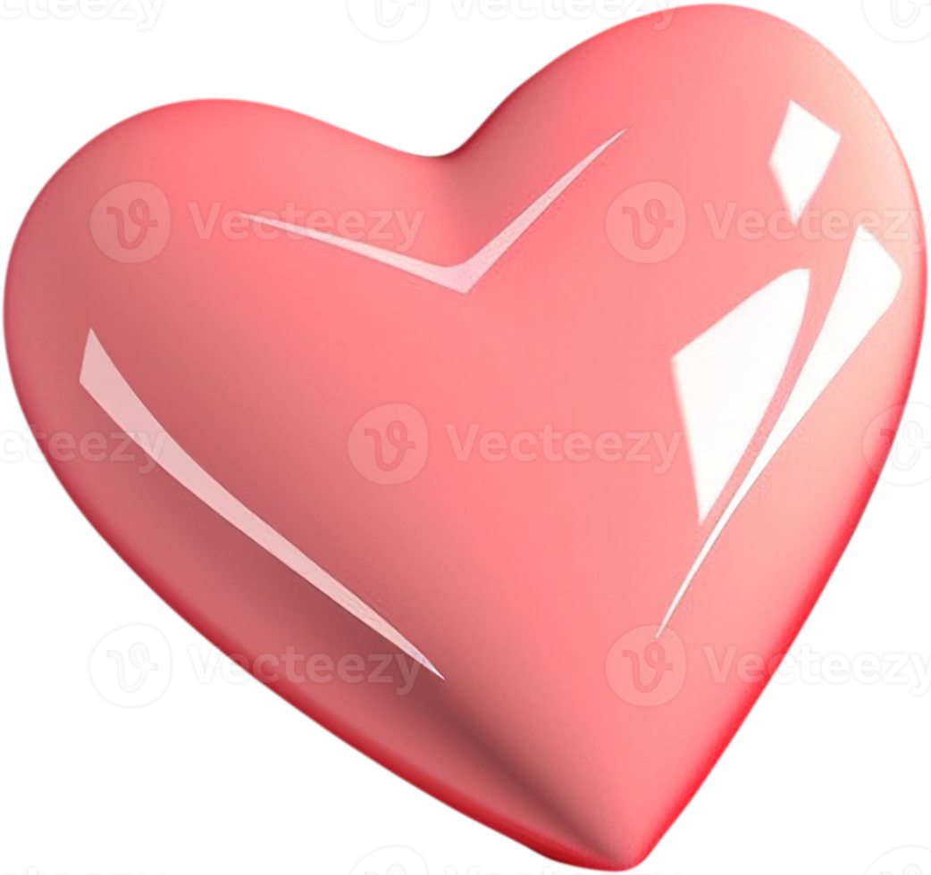 Gleaming 3D heart symbol of affection and passion png