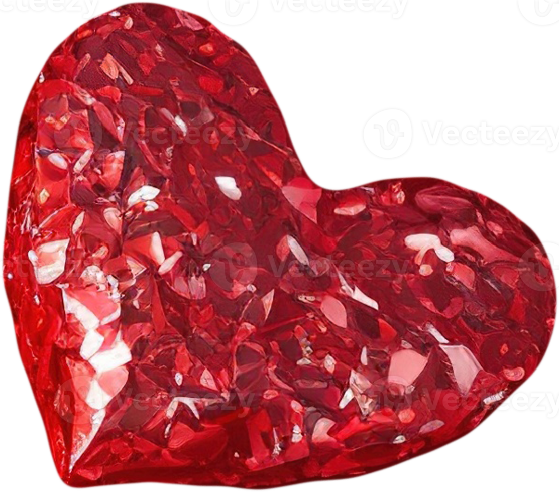 Ilustração 3D de uma forma de coração brilhante como um cristal de gema png