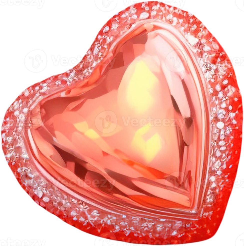 3D illustration of a shiny heart shape like a gem crystal png