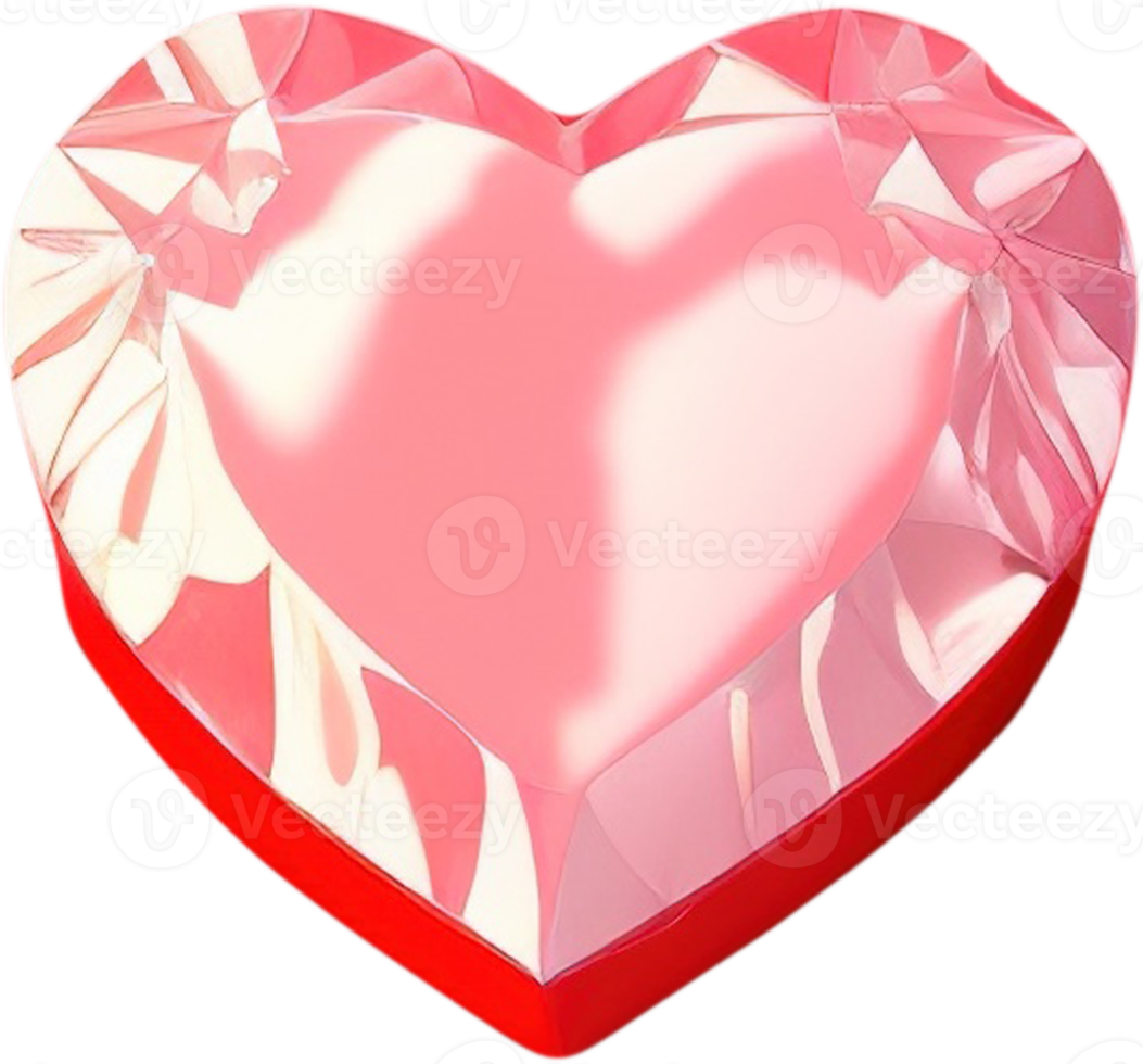 3D illustration of a shiny heart shape like a gem crystal png