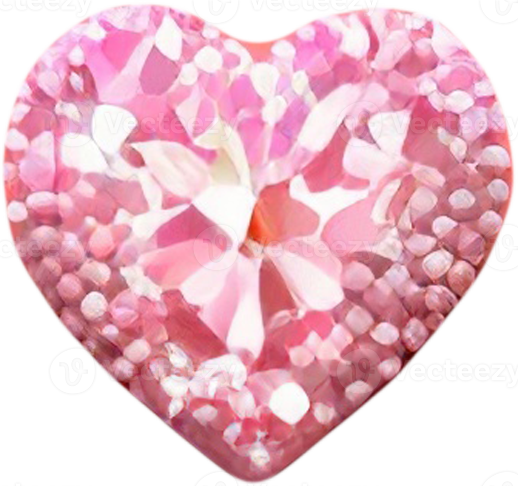 3D illustration of a shiny heart shape like a gemstone png