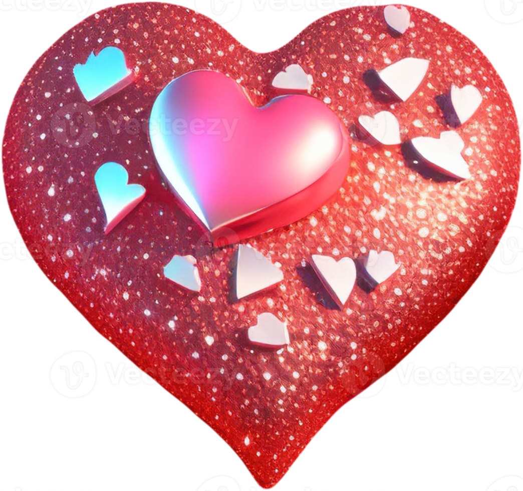 3D illustration of heart shape with abstract surface png