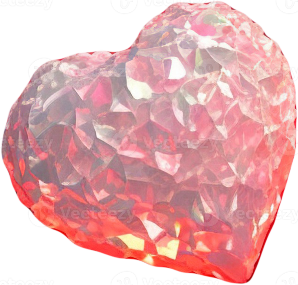 3D illustration of a shiny heart shape like a diamond crystal png