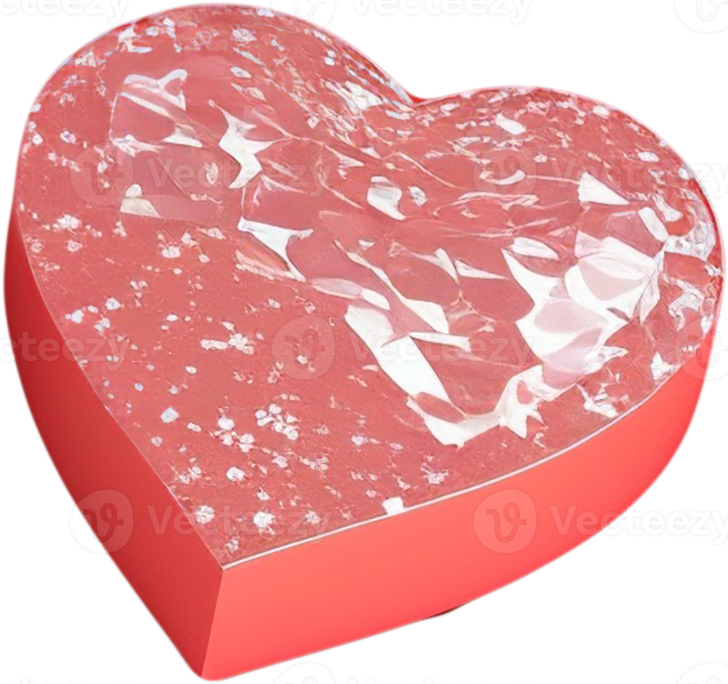 3D illustration of a shiny heart shape like a gemstone png