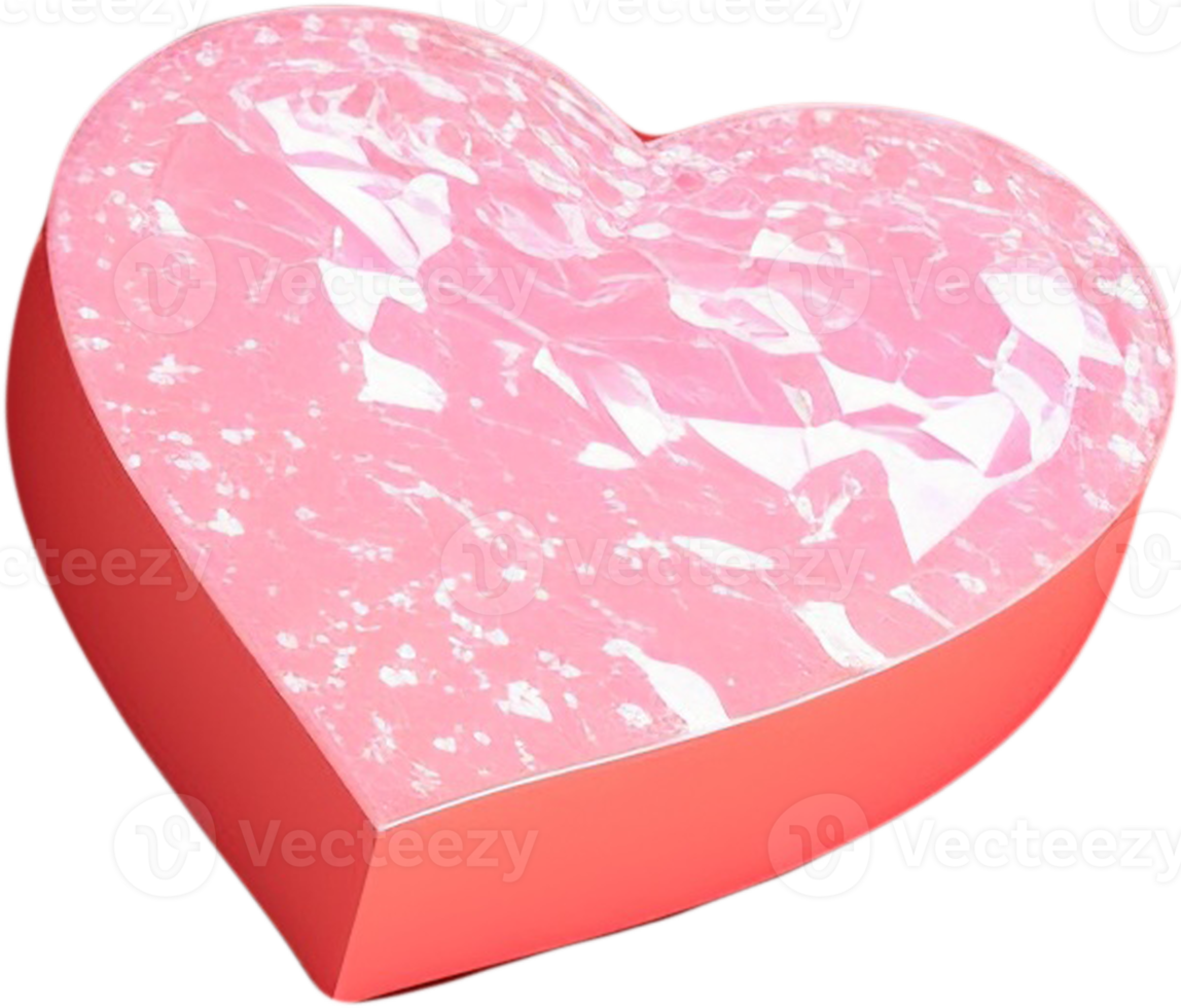 Ilustración 3d de una forma de corazón brillante como una piedra preciosa png