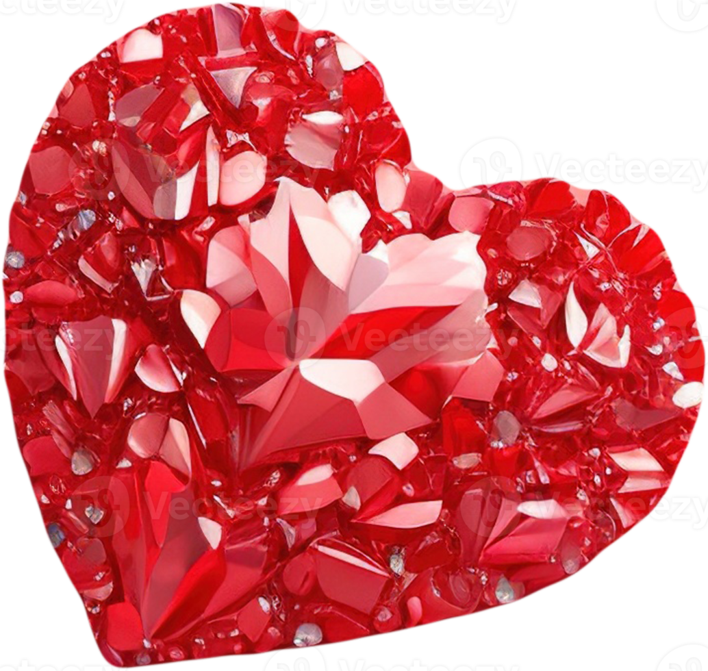 3D-Darstellung einer glänzenden Herzform wie ein Diamantkristall png
