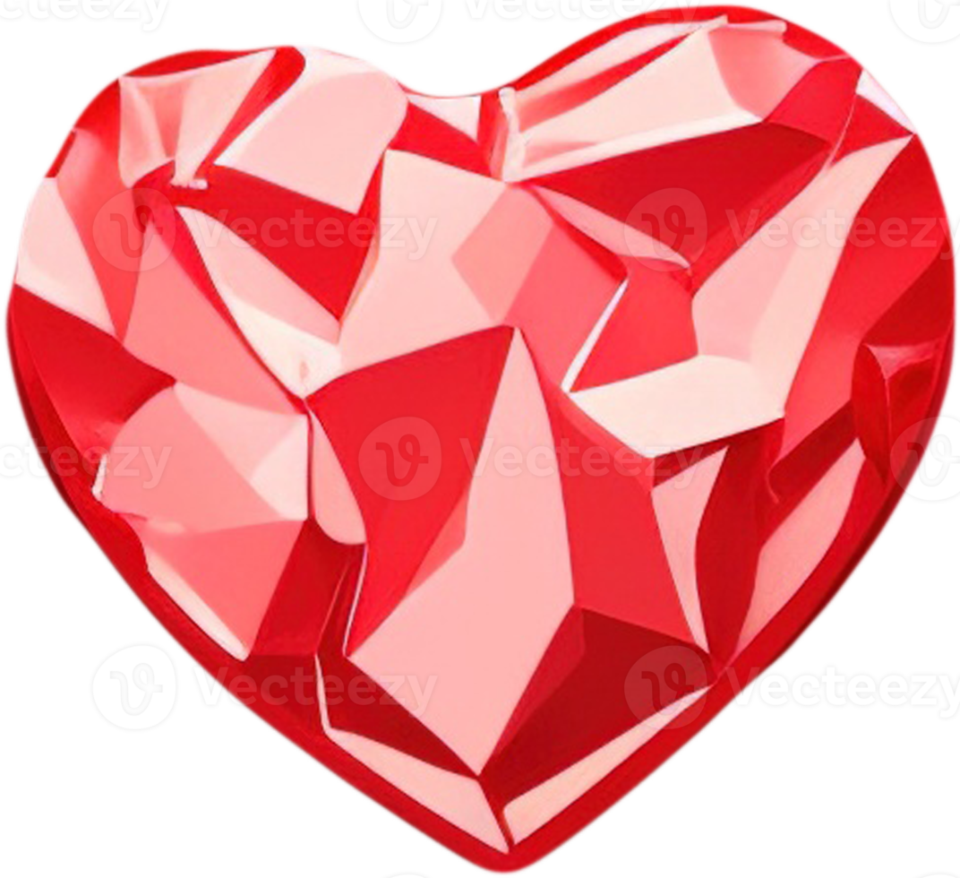 3D illustration of a shiny heart shape like a gem crystal png