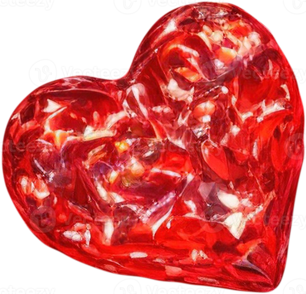 3D illustration of a shiny heart shape like a gemstone png