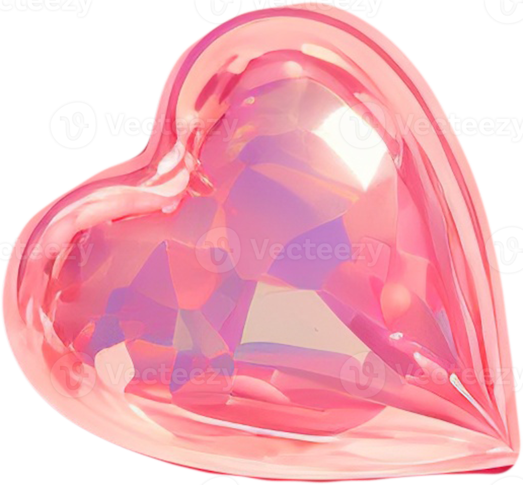 3D illustration of a radiant heart shape like a diamond png