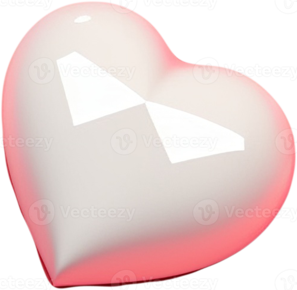 3D gleaming heart shape illustration symbolizing love and passion png