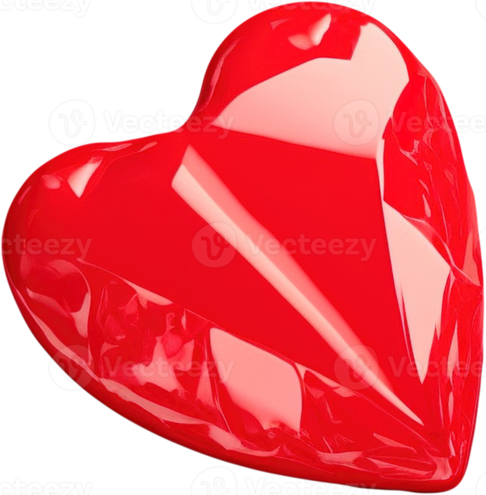 3D illustration of a luminous heart shape like a gemstone png