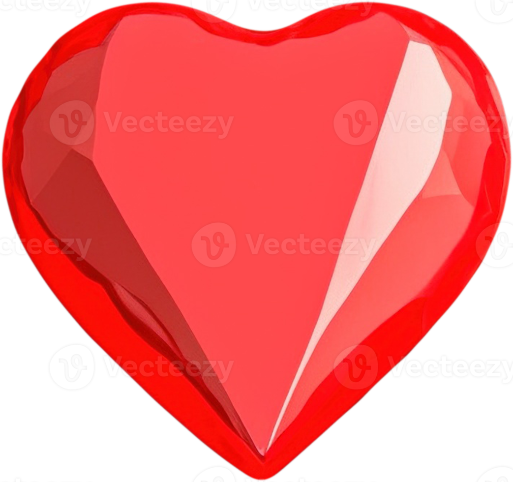 3D illustration of a luminous heart shape like a gemstone png