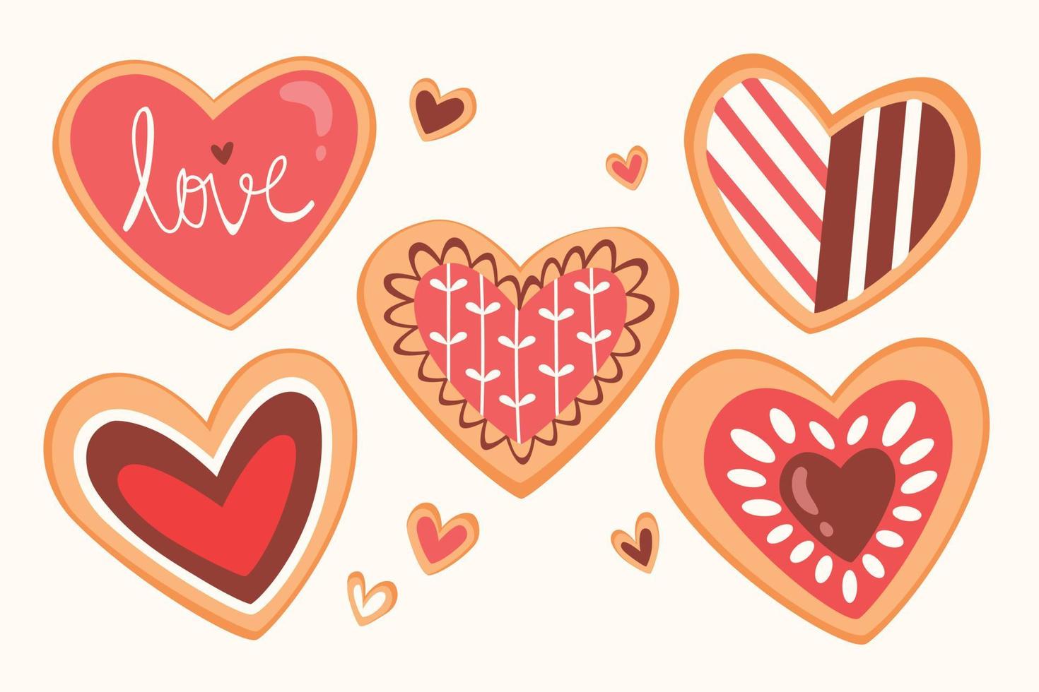 Heart shaped valentine cookies vector images