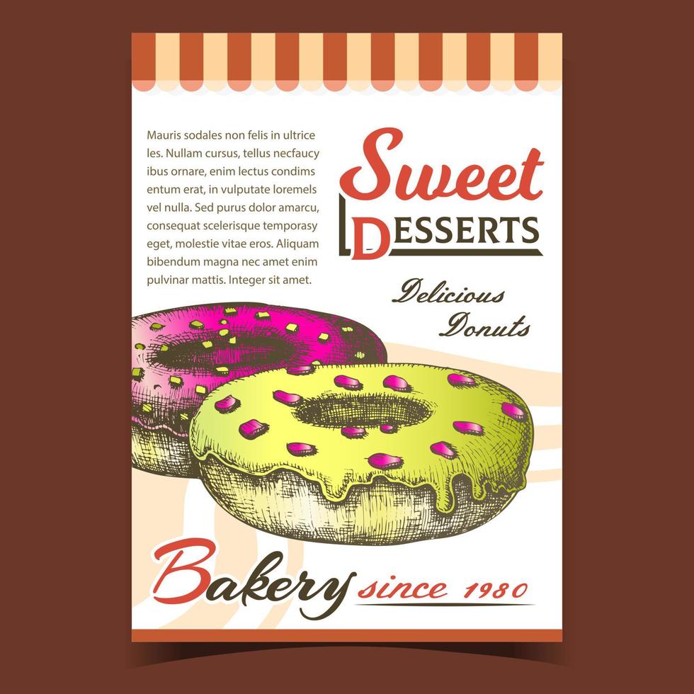 Bakery Sweet Desserts Advertising Poster Vector